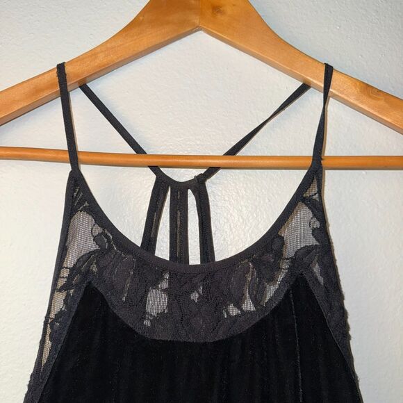 Free People Nightshade Dress M Black Velvet Lace Strappy Fit & Flare Whimsigoth - Picture 9 of 16